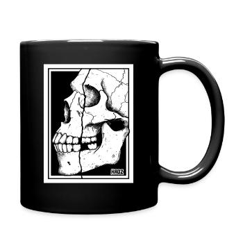 Zerbrochenes Schädelporträt - Tasse einfarbig - Schwarz - Rechts