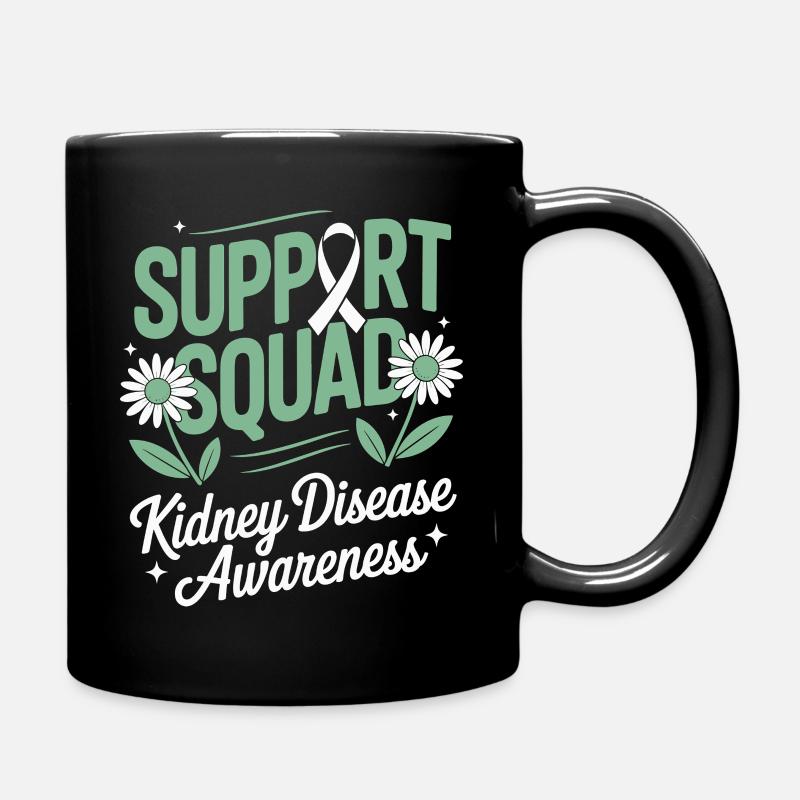 Support Squad Kidney Awareness green ribbon - Full Colour Mug - black