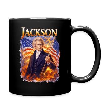 Jacksons Freiheitsheld mit Flagge - Tasse einfarbig - Schwarz - Rechts