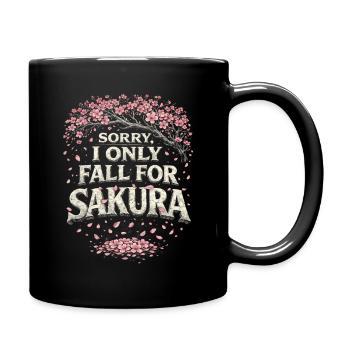 Cherry Blossoms Cherry Blossom I Only Fall For Sakura - Full Colour Mug - black - Right