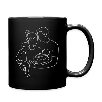 Minimalist Family Line Mother Father Family - Full Colour Mug - black - Right