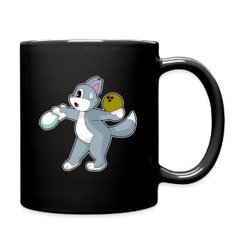 Katze Bowling Bowlingkugel Pin - Tasse einfarbig - Schwarz - Rechts