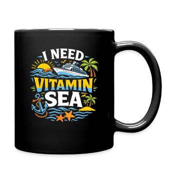 I Need Vitamin Sea | Cruise pun motif - Full Colour Mug - black - Right