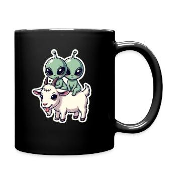 Aliens riding goat - Full Colour Mug - black - Right