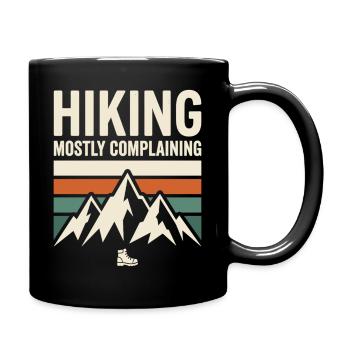 Hiking Spruch Motiv mit Bergen - Tasse einfarbig - Schwarz - Rechts