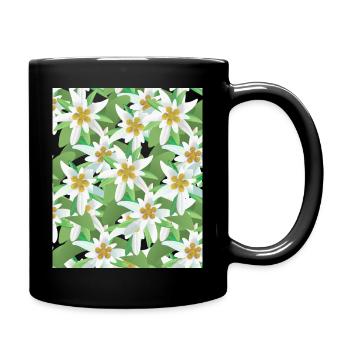Edelweiß Frauen Alpenblume Berge Blumenmotiv Alpen - Tasse einfarbig - Schwarz - Rechts