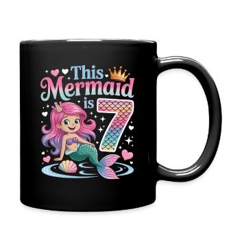 Mermaid 7th Birthday 7 Years - Full Colour Mug - black - Right