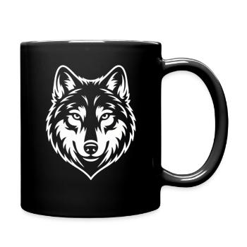 Design artistique minimaliste de la tête de tête de loup - Mug uni - noir - Droite