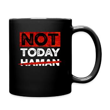 Not Today Haman – Funny Purim Fest Design - Full Colour Mug - black - Right