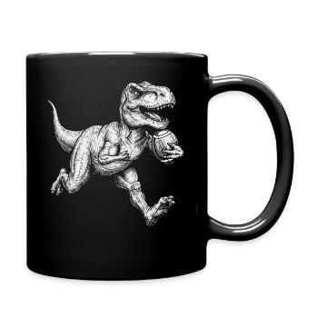 American Football Dinosaurier Herren Kinder Jungen - Tasse einfarbig - Schwarz - Rechts