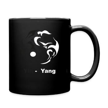 YinYang Silhouette: Kontrastkunst - Tasse einfarbig - Schwarz - Rechts