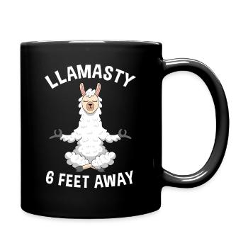 Llamasty 6 Feet Away Funny Meditating Llama Design - Tasse einfarbig - Schwarz - Rechts