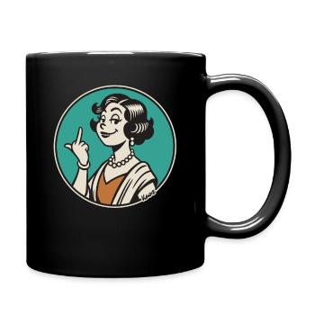 Retro Sass: Vintage Pinup Middle Finger - Full Colour Mug - black - Right