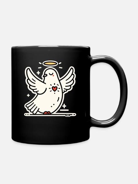 Friedens Taube Heilender Herz - Tasse einfarbig - Schwarz