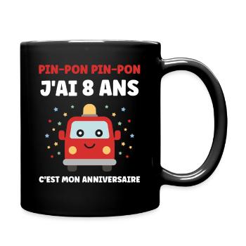 8 Jahre - Tasse einfarbig - Schwarz - Rechts