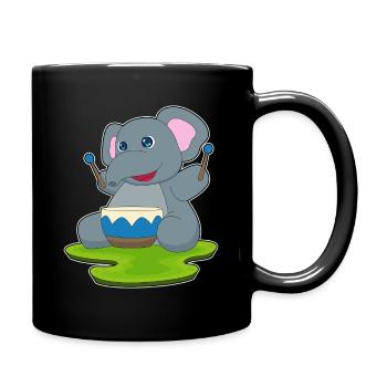 Elephant Musician Drum Music - Full Colour Mug - black - Right