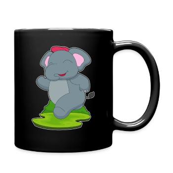 Elefant Jogger Joggen Sport - Tasse einfarbig - Schwarz - Rechts