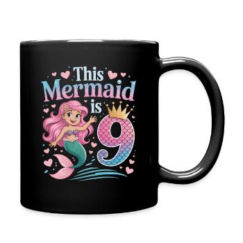 Mermaid 9th Birthday 9 Years - Full Colour Mug - black - Right