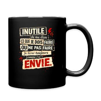 Rebellious Envy – Typographic Poster - Full Colour Mug - black - Right