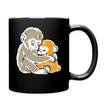 Monkey Hug Duo Illustration - Tasse einfarbig - Schwarz - Rechts