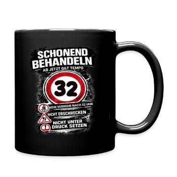 Treat Gently Traffic Sign 32 Birthday - Full Colour Mug - black - Right