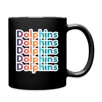 Retro Dolphins Text Ocean Lover Graphic - Full Colour Mug - black - Right