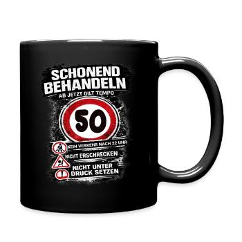 Treat Gently Traffic Sign 50 Birthday - Full Colour Mug - black - Right