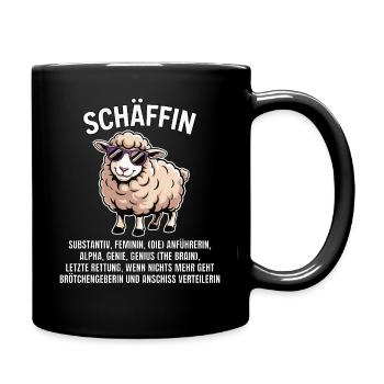 Sheep - Alpha Sheep with Sunglasses - Full Colour Mug - black - Right