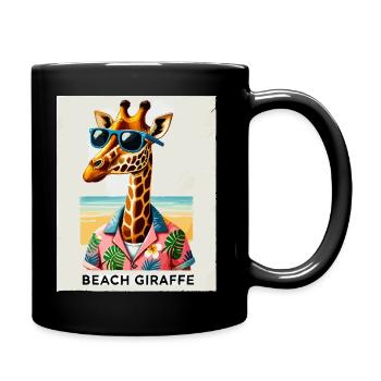 Strand-Giraffe mit Sonnenbrille - Tasse einfarbig - Schwarz - Rechts
