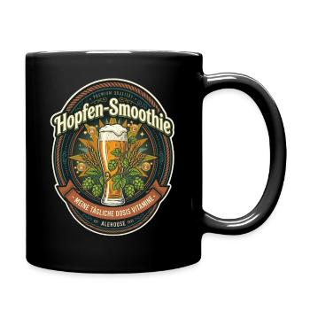 Hopfen-Smoothie Etikett - Tasse einfarbig - Schwarz - Rechts
