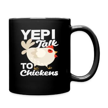 Ja ich rede mit Hühnern Lustig - Tasse einfarbig - Schwarz - Rechts