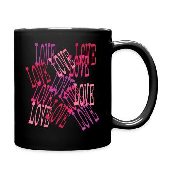 Love Cascading Romantic Lettering - Full Colour Mug - black - Right