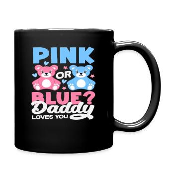 Pink Oder Blau Papa Liebt Dich Bär - Tasse einfarbig - Schwarz - Rechts