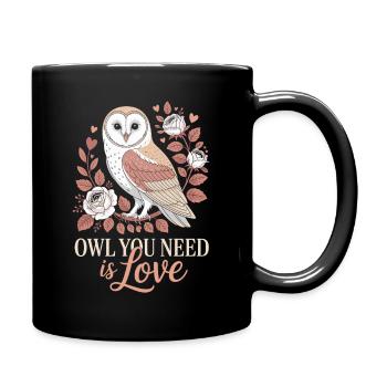 Owl Owl You Need Is Love Owl Love Valentine's Day - Full Colour Mug - black - Right