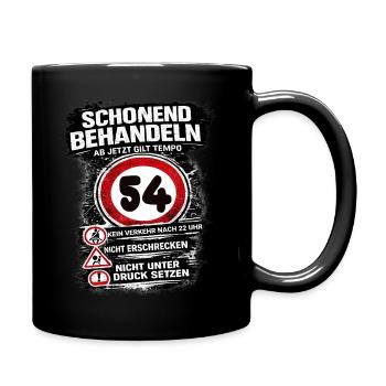 Treat Gently Traffic Sign 54 Birthday - Full Colour Mug - black - Right