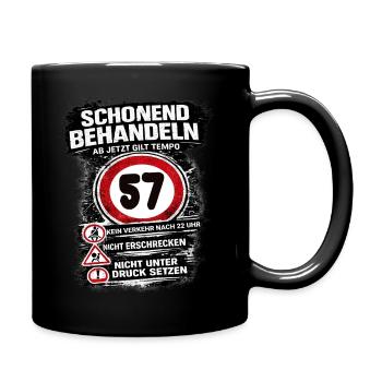 Treat Gently Traffic Sign 57 Birthday - Full Colour Mug - black - Right