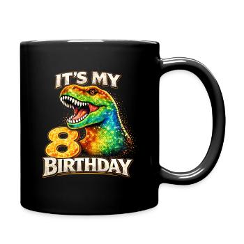 Its My 8 Geburtstag Bunter Dino - Tasse einfarbig - Schwarz - Rechts
