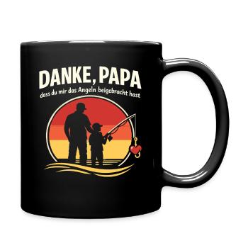 Danke Papa Angeln beigebracht Vatertag Shirt - Tasse einfarbig - Schwarz - Rechts