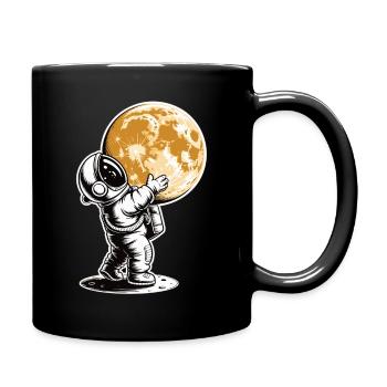 Astronaut umarmt Mond T-Shirt - Tasse einfarbig - Schwarz - Rechts