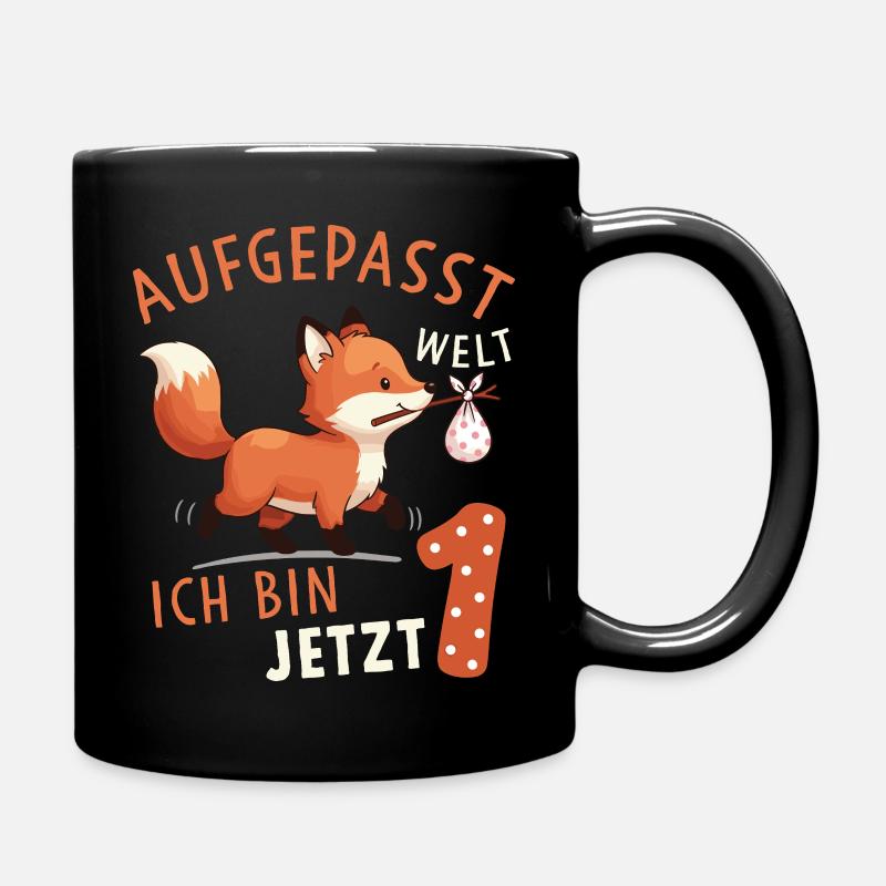 Ich bin 1 – Süßer Fuchs Erster Geburtstag - Tasse einfarbig - Schwarz
