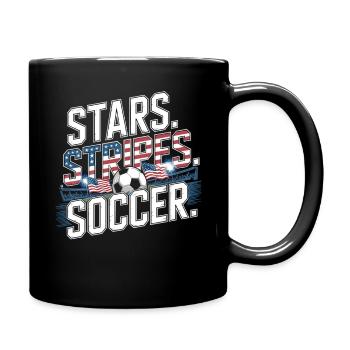 Stars Stripes Soccer – USA Fußball Fan - Full Colour Mug - black - Right