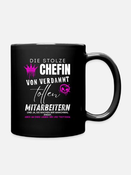 Stolze Chefin von verdammt tollen Mitarbeitern - Full Colour Mug - black