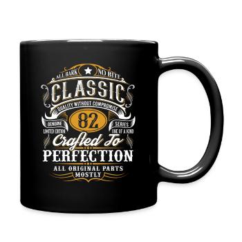 82. Geburtstag - Tasse einfarbig - Schwarz - Rechts