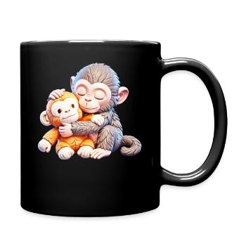 Kuschelaffen umarmen sich - Tasse einfarbig - Schwarz - Rechts