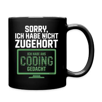 Sorry, I thought coding - Full Colour Mug - black - Right