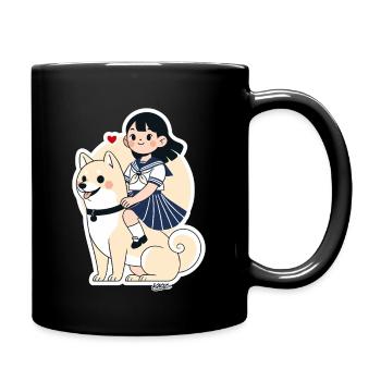 Sailor Girl and Shiba Sticker - Full Colour Mug - black - Right
