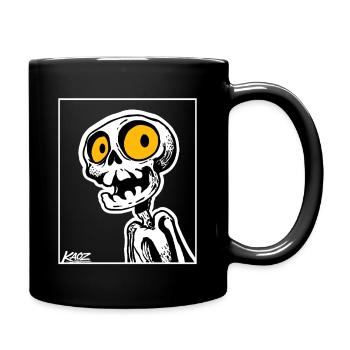 Skeleton Cartoon with Big Yellow Eyes - Full Colour Mug - black - Right