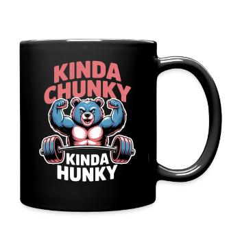 Gym Bear Chunky Hunky Joke Fitness Sayings Gift - Full Colour Mug - black - Right