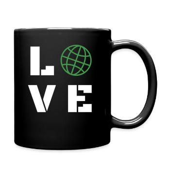 Love Globe Minimalist Typography Graphic - Tasse einfarbig - Schwarz - Rechts
