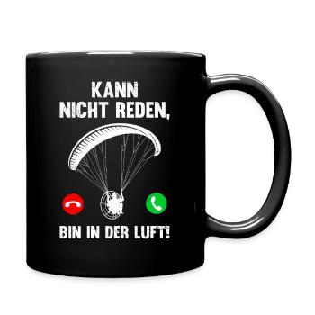 Motorschirm KANN NICHT REDEN BIN IN DER LUFT - Tasse einfarbig - Schwarz - Rechts